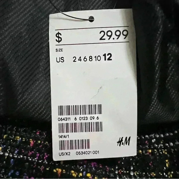H&M Rainbow Tweed Mini Skirt Size 12 NWT - Picture 4 of 6